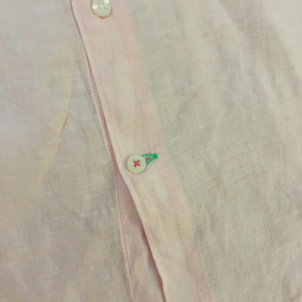 Lilly Pulitzer Men's Stuff Addison Linen Shirt Pink Muse X Resort White NWOT - Picture 4 of 5